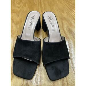 Cordani Nero Slide Sandals Women's 9.5 Black Suede Single Strap Block Heel S64